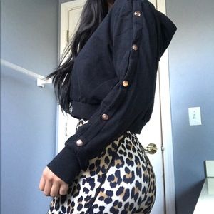 Cropped Button Hoodie